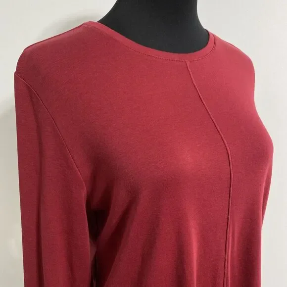J. Jill Tee Shirt Womens L Red Pima Cotton Crew Neck High Low Hi-Lo Sustainable - Picture 11 of 11